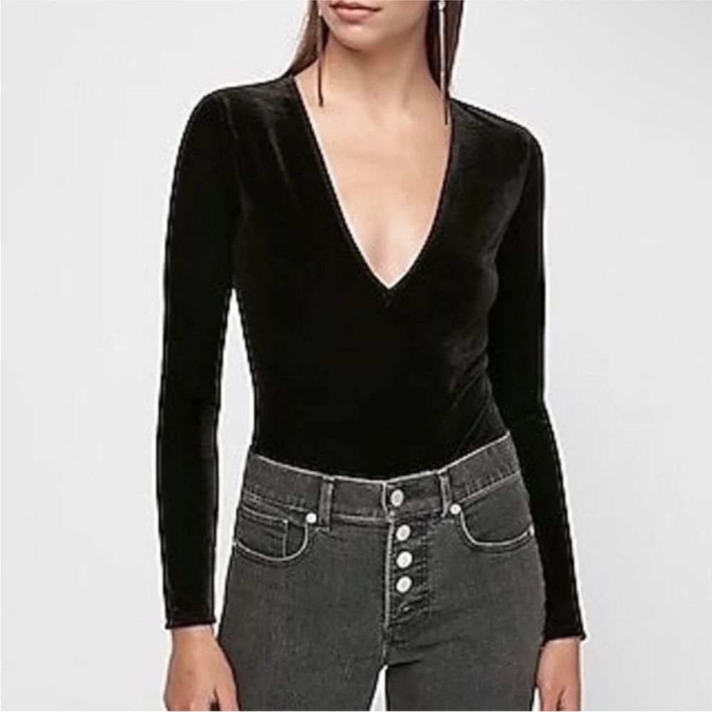NWOT Express Velvet Bodysuit Deep V